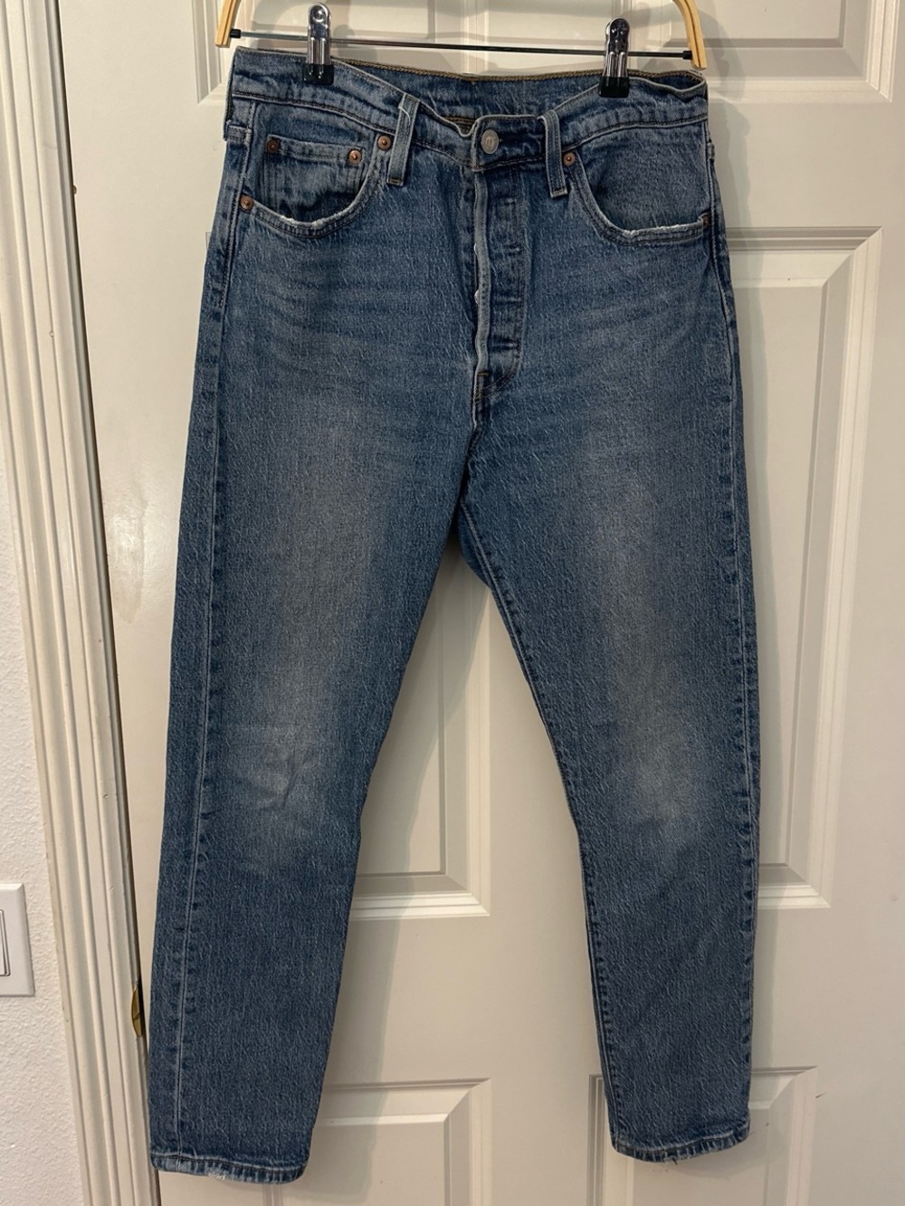 Classic Men's 501 Levi’s Skinny Blue Denim Jeans - Casual Straight Fit